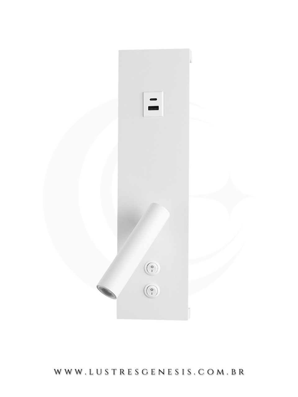 Praticidade e sofisticação no seu quarto com a Arandela Led de cabeceira. Equipada com portas de carregamento rápido USB e Tipo C, ela conta com spot rotativo de 36° para foco ideal de leitura e interruptores integrados. Perfeita para substituir o abajur, esta luminaria de parede em alumínio branco ou preto otimiza o espaço com muito estilo e tecnologia.